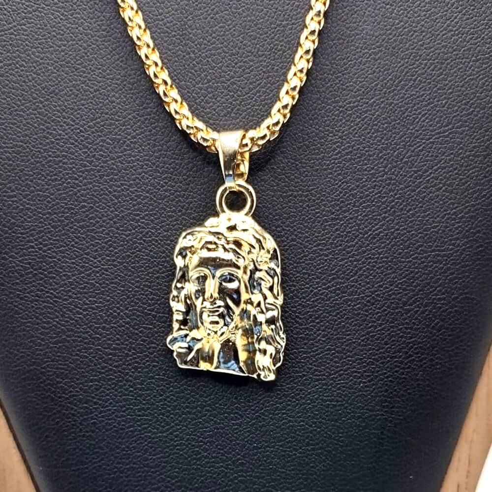 Stainless Jesus Necklace Gold Jesus Crown Thorns Head Valentines Birthday New!